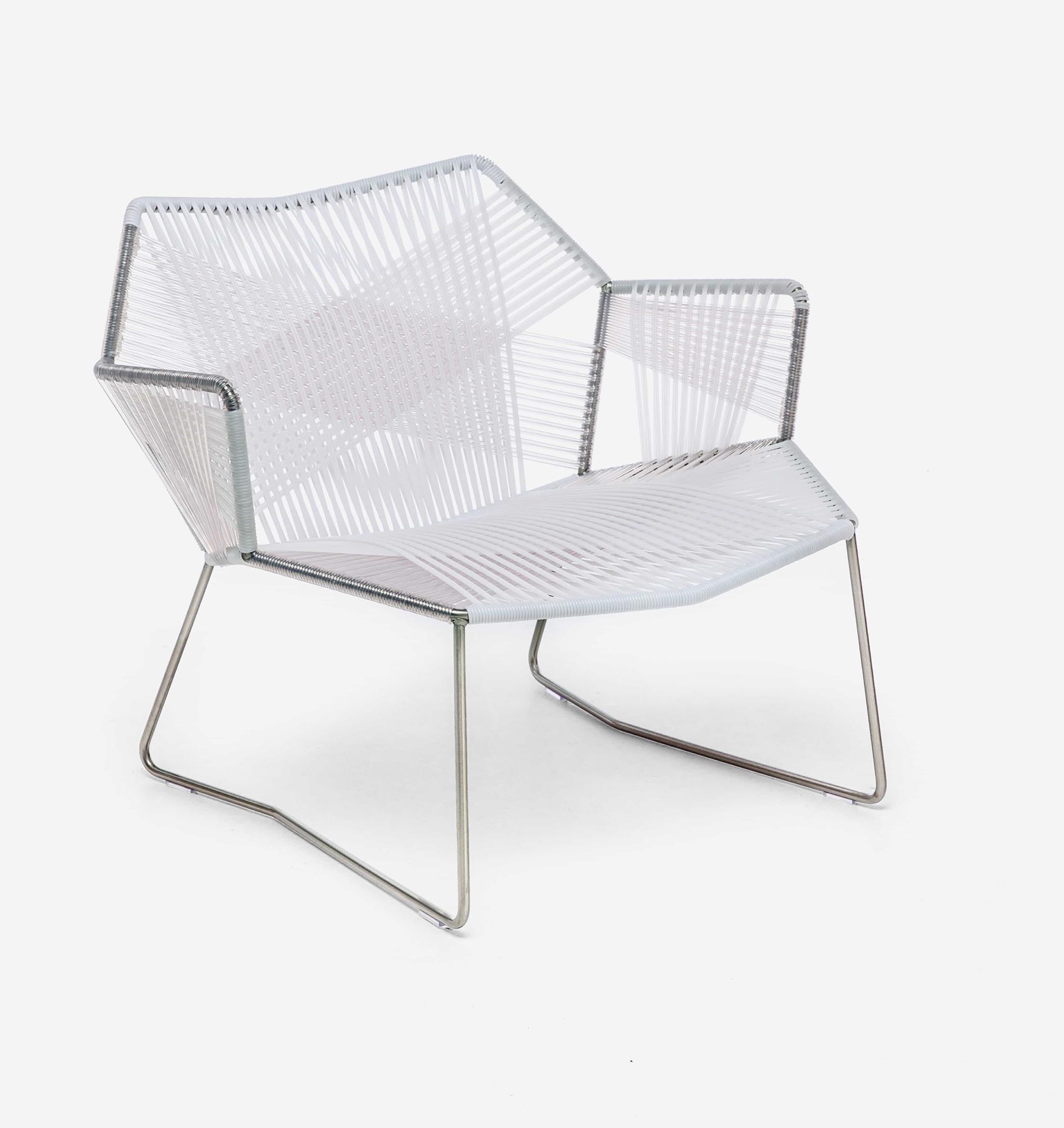 contemporary woven polyester chair with metal frame by Patricia Urquiola